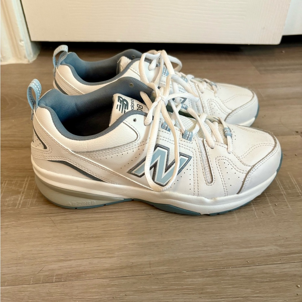 New Balance 608 White & Blue Accent Walking/Training Shoes - Women's Size 7